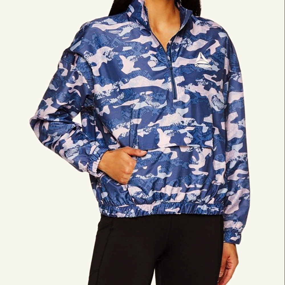 Reebok Pullover 3/4 Zip Cammo Print Jacket NWT